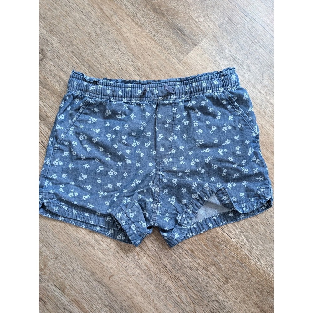 Gap Kids Floral Chambray Shorts Girls XL 14/16 Blue Flower Print Elastic Waist